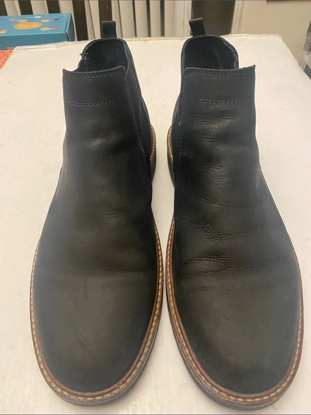 Ecco Men's Black Leather Chelsea Boots Shock Point Pull On Men’s Size 44 or 11US